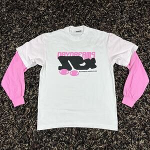VIDEO STORE APPAREL White 'Daydreams' Long Sleeve T-Shirt Pink White Mens Sz M